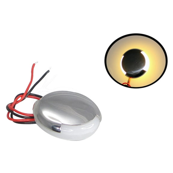 Pactrade Marine Boat Pontoon RV Round Surface Mount LED S.S Courtesy White 90 Degree Upward and Downward 10-30V