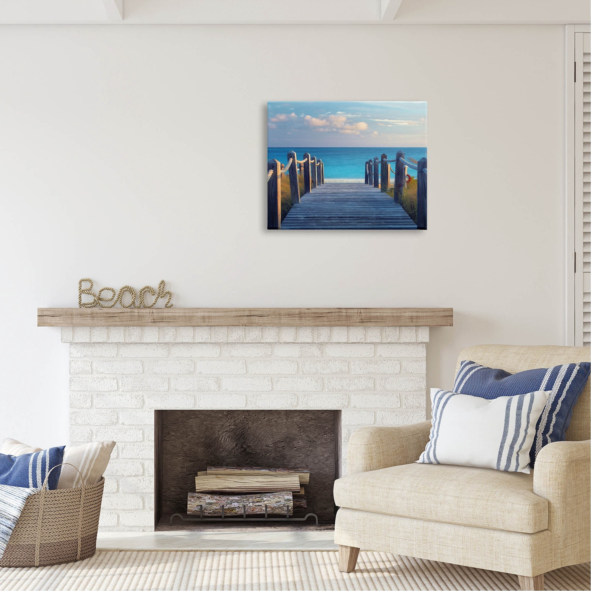 Stupell Industries Summer Boardwalk Beach View Coastal Photography Gallery Wrapped Canvas Print Wall Art