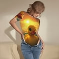 thumbnail image 3 of Rateoe Cartoon Swimming Yellow Duck Printed Women Rash Guard Short Sleeve,Tummy control Swimsuit Surfing Swimsuit Bathing Suit Short-sleeved Onesie UPF 50+, 3 of 6