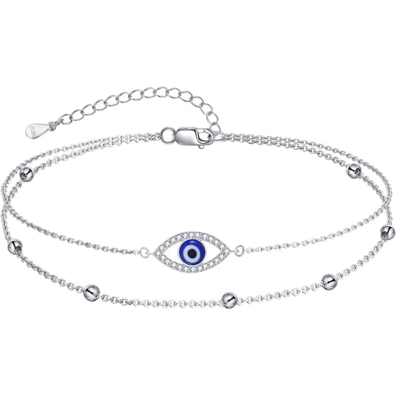 Evil Eye Anklet 925 Sterling Silver Stackable Evil Eye Ankle Bracelets Christmas Jewelry Anklets for Women
