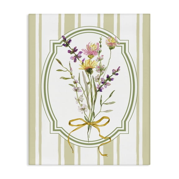 Wildflowers Bouquet Classic Stripes Canvas Wall Art, design by Adonna Ebrahimi