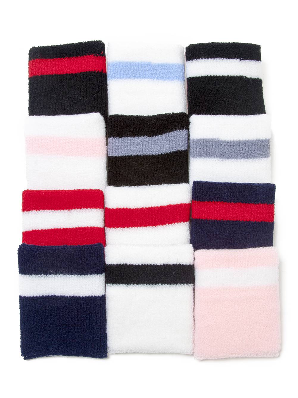 12 Piece Striped Wristbands