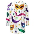 thumbnail image 4 of Mifsaly Mardi Gras T Shirts for Women 3/4 Sleeve Color Block Blouse Crewneck Carnival Mask Print Shirt Festival Party Funny Tops Pullover XL, 4 of 6
