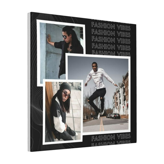 Custom Canvas Prints Bold And Edgy Fashion Personalized Photo Image Collage DIY Framed Kit Wall Art Picture Room Decor 18x18 inch
