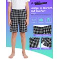 thumbnail image 6 of Pogiun Boys Pajama Shorts Soft Micro Fleece PJ Bottoms for Kids Printed Plaid Design Boy's Sleepwear Black/Gray 6-8y, 6 of 7