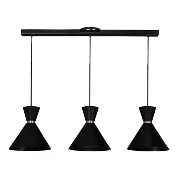 Luminario Campana Colgante Negro 3pzs C/ Riel Aluminio Maxxi