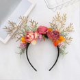 thumbnail image 4 of Gold Branch Headband with Simulated Flower Durable Festival Hair Styling Hoop for Holiday Party, 4 of 5