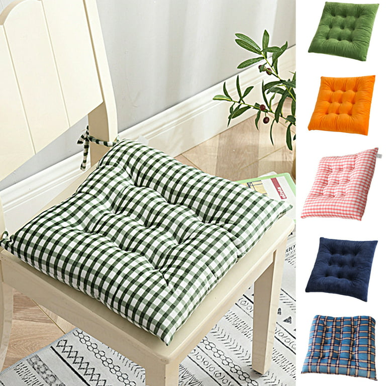 Cotton Linen Chair Cushion Pads 15 X 15,17 X 17/lattice Square Chair Pad  With Ties for Chairs Cushion/armchairs Dining/living-room Chair Pad 