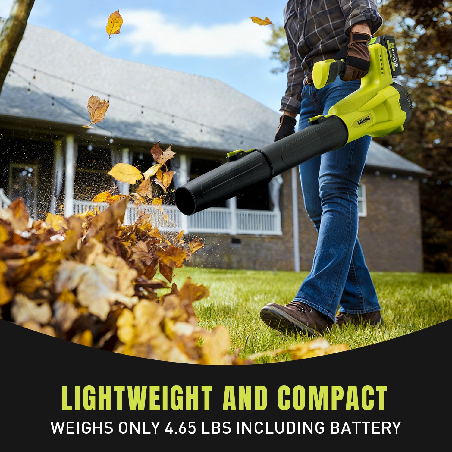 BALKONI 180 MPH at 700 CFM With 2x4.0Ah Batteries & Charger Powered Cordless Leaf Blower, Heavy-Duty Brushless, 6-Speed Adjustable