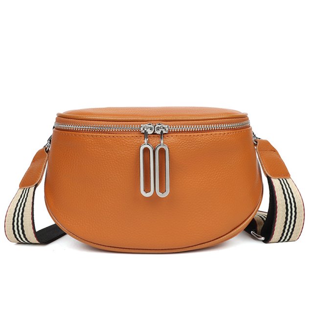 Bolso de hombro de piel Bolso de pecho de mujer liso con asa de tela