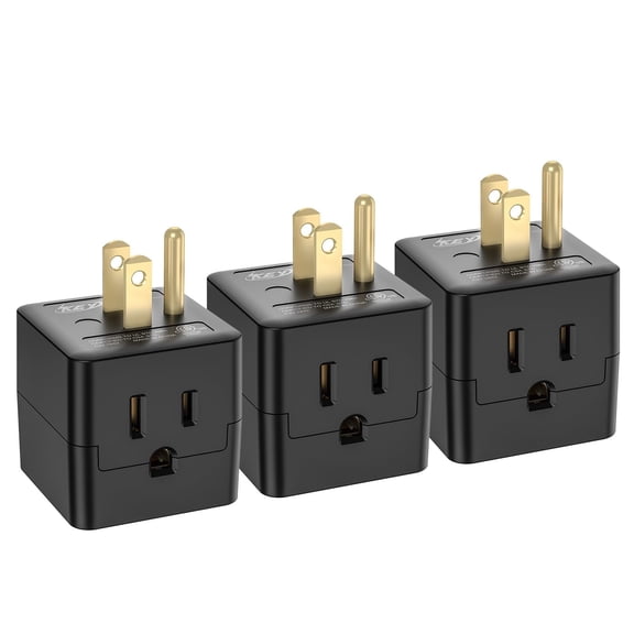 KeyPower 3 Outlet Extender Indoor Grounded AC Power Wall Tap Adapter Plug, ETL Listed (3Pack)