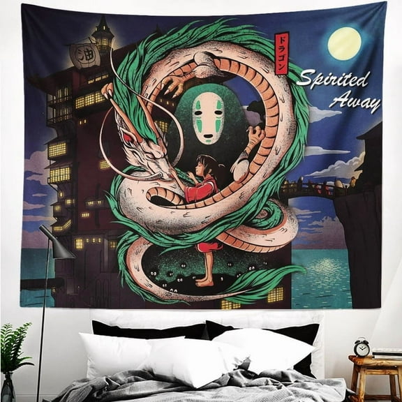 Spirited Away Tapestry Backdrop Background Poster Gift for Bedroom Aesthetics Funny Decor Flag Wall Hanging for Teen Girls 70.9"X59.1"