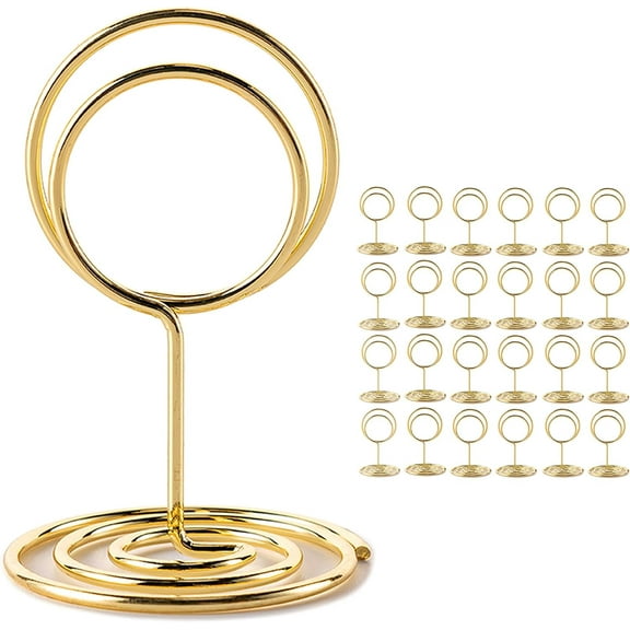 26pcs Mini Place Card Holders, Small Size Table Card Holder Tables Number Stands, Wire Photo Picture Menu Clips for Wedding centerpieces, Anniversary Party (Gold)