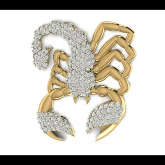 2.20Ct Round Cut Real Moissanite Men's Scorpion Pendant 14K Yellow Gold Plated