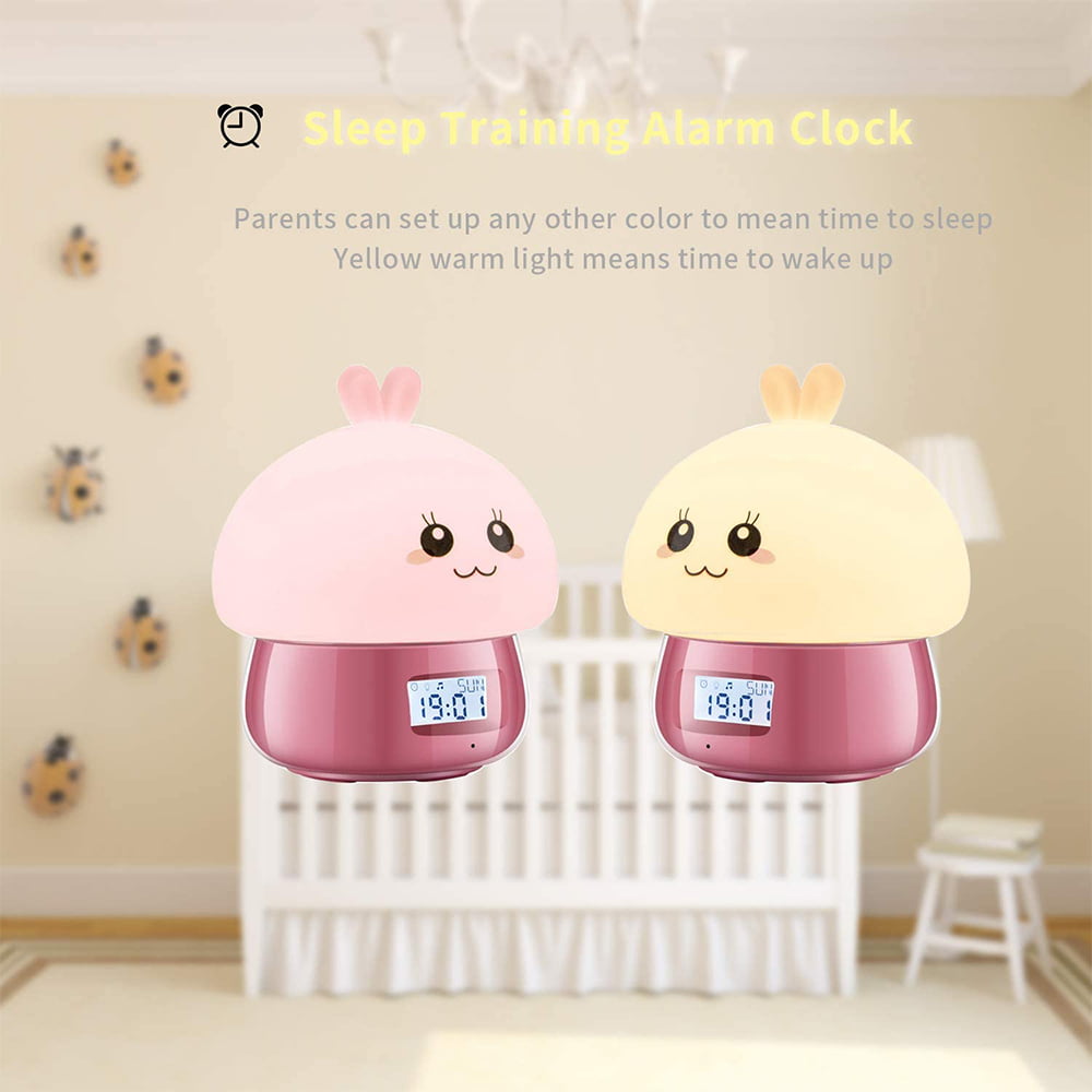 Pink Alarm Clock for Girls Wakeup Light for Teen Girls 7 Colors Night Lights TekHome Sleep Trainer Clock for Toddlers Kids 11 Loud Sounds. Alarm Clocks for Bedrooms Battery Operated Non Ticking 