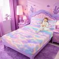 thumbnail image 3 of meiyoeat Pastel Cloud Star Queen Sheets,Colorful Rainbow Pattern Queen Sheet Sets For Girl,4-Piece,1 Flat Sheet,1 Fitted Sheet And 2 Pillowcases, 3 of 6