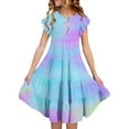 thumbnail image 1 of Robe d'Été pour Préadolescente, Robe de Princesse, Robe Trapèze pour Fille, Manches Volantées, Robe Bleue pour Filles, Robe de Princesse pour Filles, 1 of 5