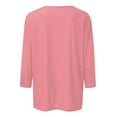 thumbnail image 2 of GIPQJK 3/4 Sleeve Tops for Women Casual Solid Color Crewneck T Shirts Loose Fit Solid Three Quarter Length Tunic Top Pink L, 2 of 4
