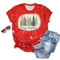 thumbnail image 6 of Aofany Merry Christmas Shirt for Women Letter Pattern Cute T-Shirt Plaid Xmas Tree Casual Graphic Print Crewneck Tees Tops, 6 of 7