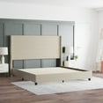 thumbnail image 3 of Emma + Oliver Modern Platform Bed with Upholstered Wingback Headboard, King Size, Beige, 3 of 11