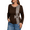 Brown, variant on Women's Plus-Size Casual Daily Crew Neck Long Sleeve Fall Slim-Fitting Workmanship Stitching Bow Top 1X-4X