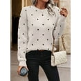thumbnail image 5 of Women'S Polka Dots Sweaters Long Sleeve Round Neck Knitted Pullover Tops White XL, 5 of 9
