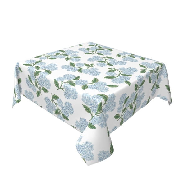 Verolix Floral Tablecloth 60 x 60 Inch Square, Blue Hydrangea Flower Table Cover, Waterproof Washable Wrinkle Resistant Polyester Fabric for Kitchen Dining Indoor Outdoor Use