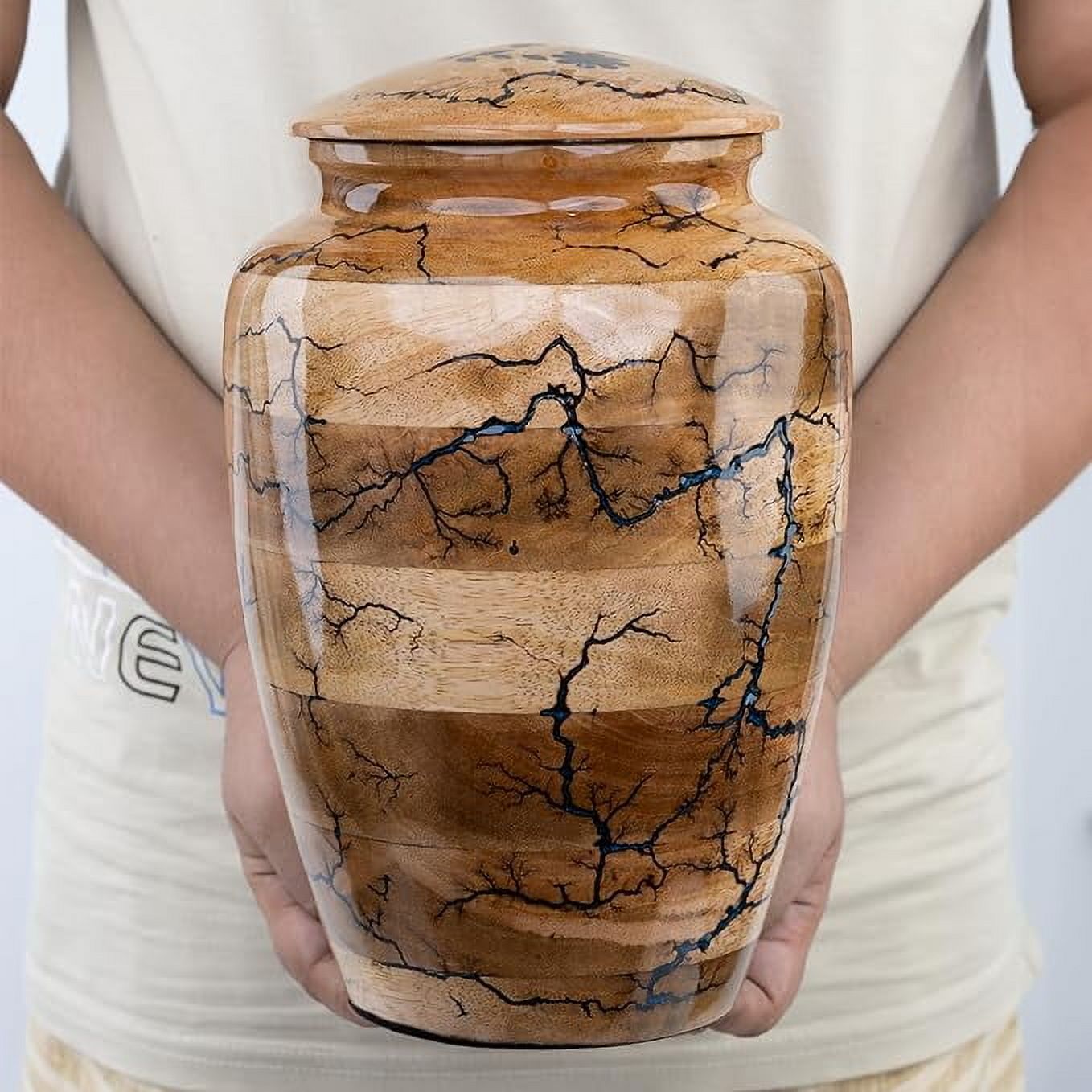 STONLIF Wooden Urns for Human Ashes - Adult Male, Female | Epoxy Resin Cremation Memorial, Decorative Urn for Ashes | Funeral Urns - Large Up to 250 lbs