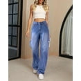 thumbnail image 5 of Necooer Oversize Womens Denim Jeans Classic Straight Washed Wide Leg Denim Pants Boyfriend Stretch Jeans Trendy, 5 of 7