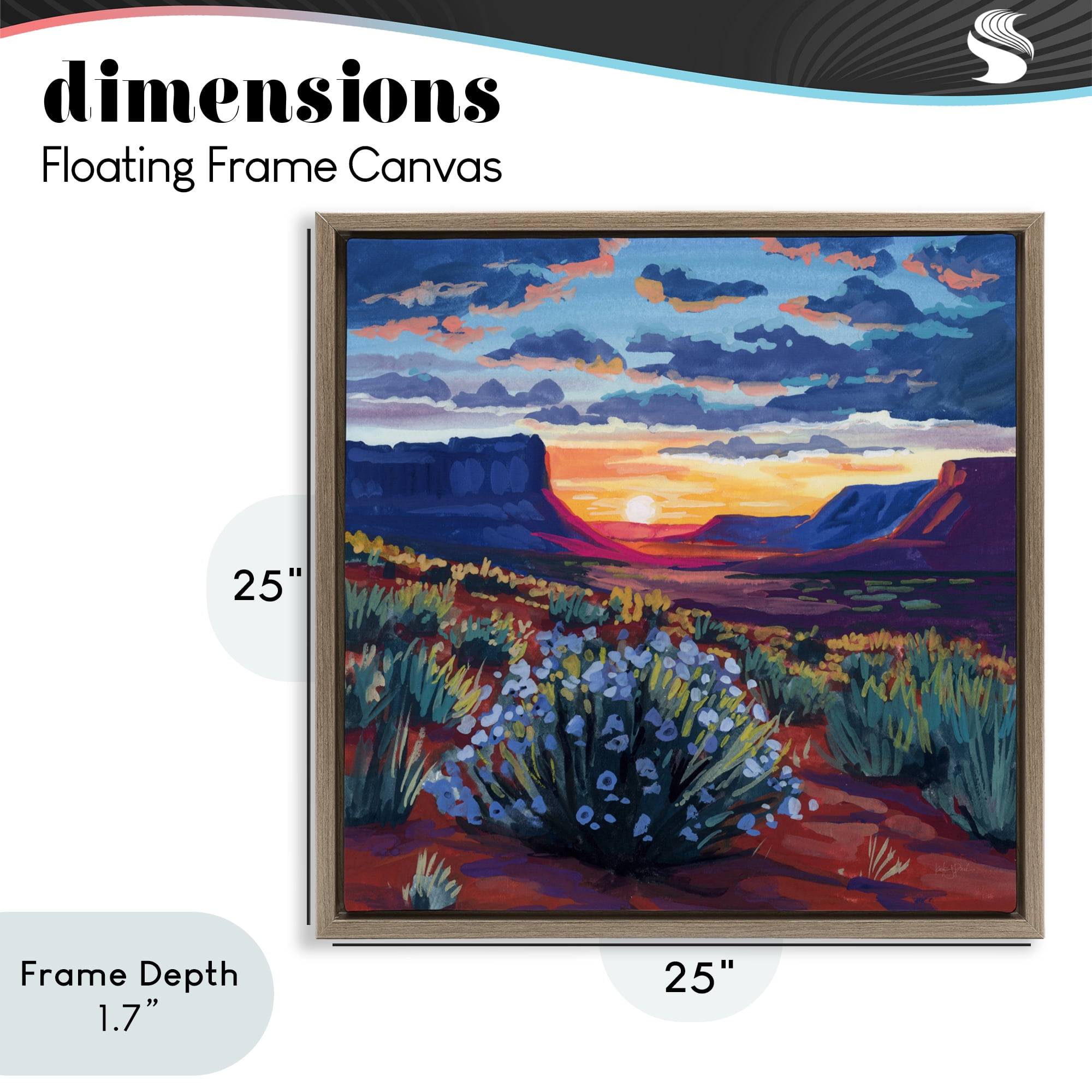 Stupell Industries Desert Sunset on Blooming Bush Brown Framed Floater Canvas Wall Art, design by Kate Jarvik Birch