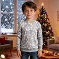 thumbnail image 2 of RUTAYY Boys Crewneck Sweatshirt Christmas Snowflake Graphic Long Sleeve Loose Fit Holiday Tops Festive Casual Sportswear, Grey, 2 of 5