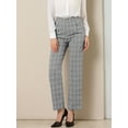 thumbnail image 2 of Pantalones a cuadros casuales para mujer, bolsillos, pierna recta, trabajo, oficina, pantalones gris S, 2 of 6