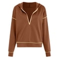 thumbnail image 5 of UngA Sweatshirt for Women Women Casual Full Zip up Hoodie Drawstring Solid Long Sleeve Hooded Tops Jacket Comfy Loose Sweatshirt Zipper V-Neck Pullover Hoodie Tops Brown,3XL, 5 of 6