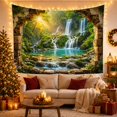 thumbnail image 3 of Sunlit Waterfall Beyond a Vine-Covered Ruin Arch, Serene Fantasy for Nature Lovers, Hidden Forest Decor, Housewarming Gift, Tapestry Wall Hanging for Living Room and Bedroom, 3 of 7