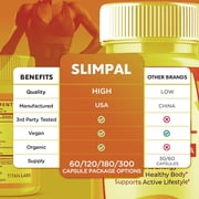 Slimpal Advanced Formula Pills Supporting Your Active Lifesyle Naturally Slim Pal 180 Capsules