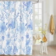thumbnail image 4 of Fabric Shower Curtain, Blue Green Abstract Flowers Plants Watercolor Floral Bathroom Curtain with 12 Hooks Waterproof No Bad Odor Machine Washable Bath Curtains for Bathroom, Spa Room, 60"x72", 4 of 6
