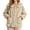 Beige, variant on Women Fuzzy Fleece Button Front Sleep Jacket Lace Ruffle Peter Pan Collar Large Side Pockets Soft Warm Winter Loungewear Coat 7 Elegant Solid Colors