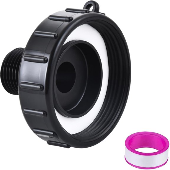 PLUHKN-250 Gallon IBC Water tote Hose Adapter, Food Grade IBC Drain Adapter,Water Hose Male Adapter for Garden Hose,2.44”Fine Thread ×3/4”GHT Male Thread