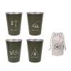 Shinetrip 4 tazas de acero inoxidable para exteriores, para acampar, barbacoa, vino, cerveza, verde militar Likrtyny Deportes al aire libre Salida diaria Juego de fiesta