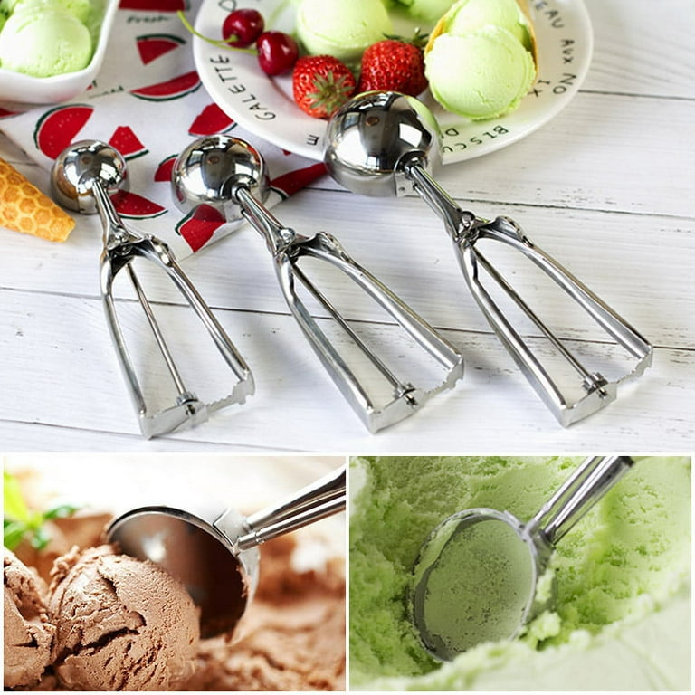 Ice Cream Scoop, Cookie, Melon Scoop, Stainless Steel Finish Spoons, 1/3  Pack, 3 Sizes 