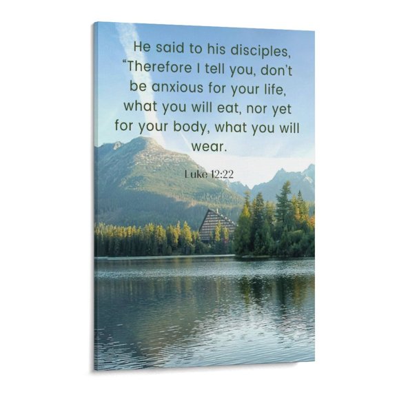 Inspirational Quotes Luke 12 22 Wall Art Bible Poetry Verses Framed Canvas Wall Art for Home Living Room Farmhouse Wall Decor Poster 11x17inch(28x43cm)