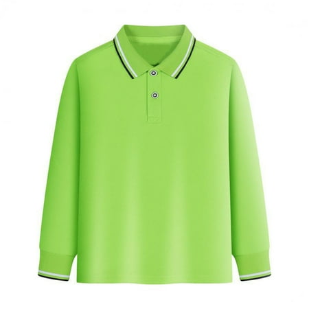 LYHaoo Kids Boys Girls Long Sleeve Shirt Button Closure Comfortable & Soft Pique Fabric Casual Loose Sizes 5-6 Years Green