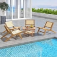 thumbnail image 6 of Costway 2 PCS Mid Century Modern Teak Wooden Chair with Handwoven Rattan Seat & Backrest, 6 of 9