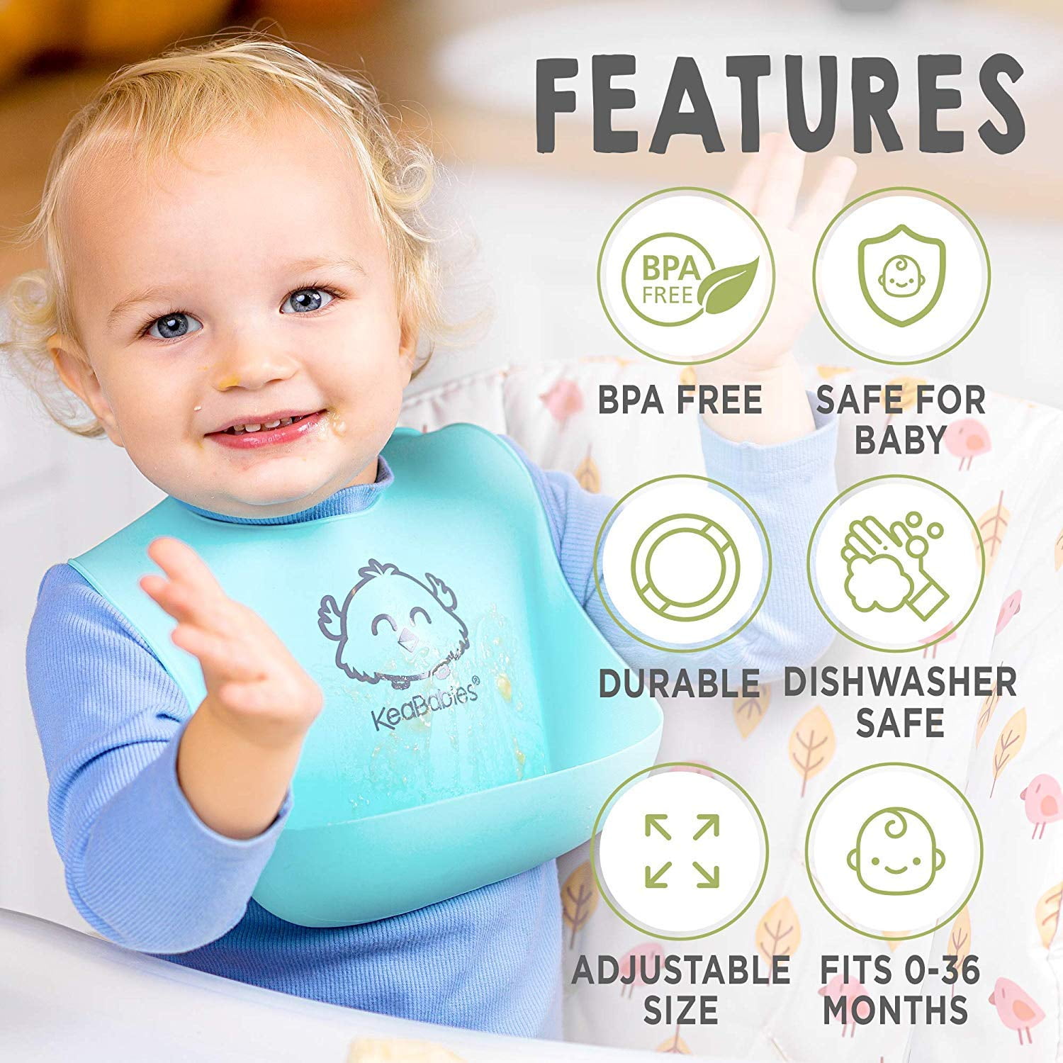 Baby Bibs Cute Dishwasher safe Comfortable Feeding Silicone Food Plastic I3F3