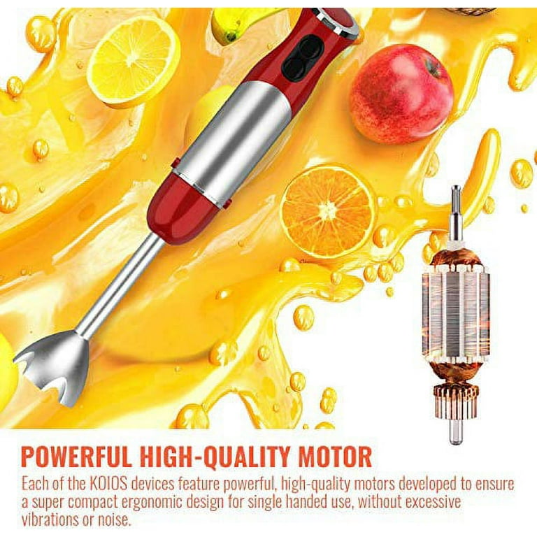 KOIOS 800-Watt/ 12-Speed Immersion Hand Blender(Titanium Reinforced), Turbo  for Finer Results, 3-in-1 Set Includes BPA-Free Blender Stick / Egg Beater  /Milk Frother Ergonomic Grip, Detachable 