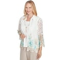 thumbnail image 3 of Alfred Dunner Womens Petite Two In One Lace Floral Top With Necklace, 3 of 4