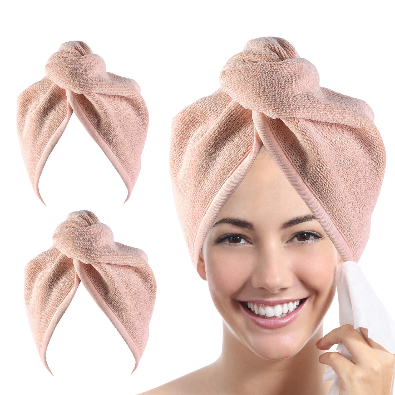 Microfiber Hair Towel Turban 10”x26” Super Absorbent Quick Dry for All Types of 