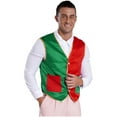 thumbnail image 4 of TiaoBug Men's Christmas Color Block Waistcoat Vest Tops Open Front Santa Claus Sleeveless Tops Red&Green M, 4 of 7