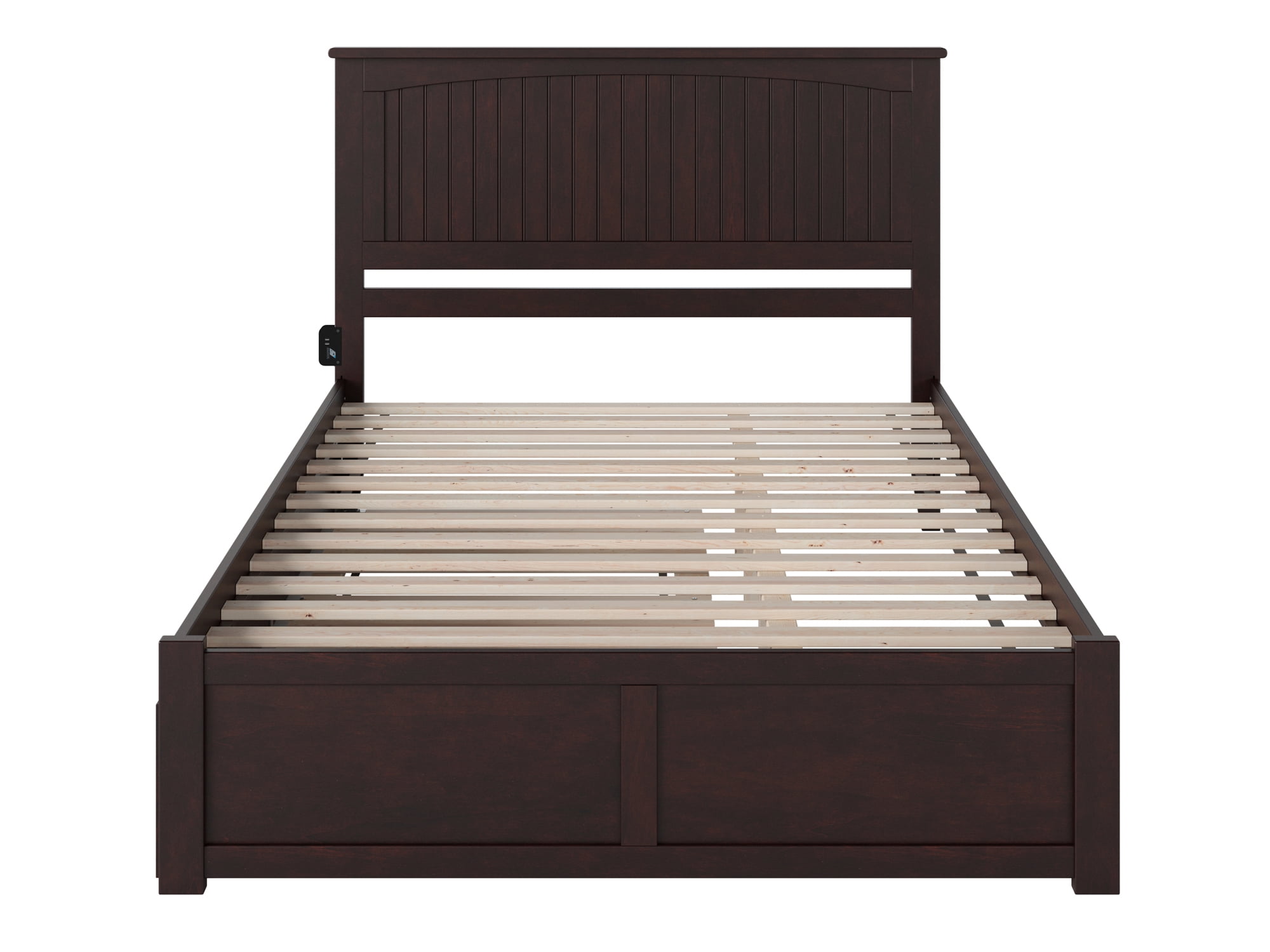 AFI Nantucket Queen Wood Platform Bed with Headboard Footboard & Twin XL Trundle, Espresso