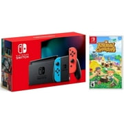New Nintendo Switch Neon Red/Blue Joy-Con Improved Battery Life Console Bundle with Animal Crossing: New Horizons NS Game Disc - 2020 Best Game!
